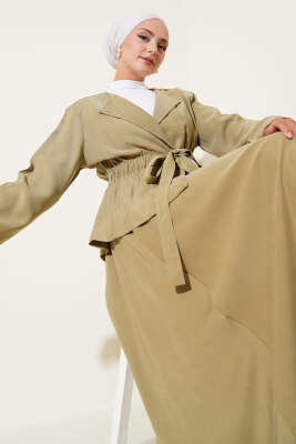 Pazarium - Bel Lastikli Tensel Etekli İkili Takım Çağla Yeşili