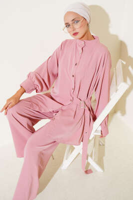 Pazarium - Yandan Kemer Detaylı İkili Takım Pudra