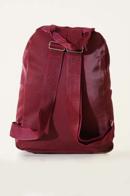Dikiş Detaylı Çift Fermuarlı Sırt Çantası Bordo - Thumbnail
