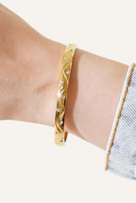 Minik Taşlı Kelepçe Bilezik Asorti 2 - Thumbnail