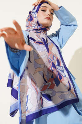 Pazarium - Çiçek Çizgili Soft Şal Parlement