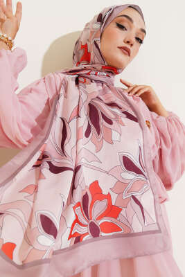 Pazarium - Çiçek Çizgili Soft Şal Sütlü Kahve