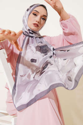 Pazarium - Retro Rose Desen Şal Vizon