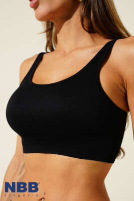 Pazarium - NBB Geniş Yaka Fitilli Sütyen Siyah