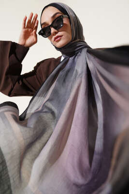 Pazarium - Batik Desen Bambu Kraş Şal Siyah