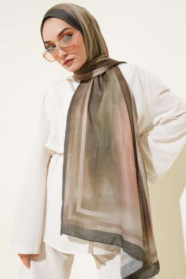 Pazarium - Batik Desen Bambu Kraş Şal Haki