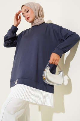 Pazarium - Loyşa Eteği Pileli Tunik Füme