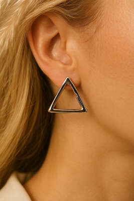 Pazarium - Üçgen Küpe Gümüş