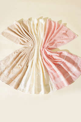 Fiyonklu Güpürlü 3'lü Havlu Set Asorti 1 - Thumbnail