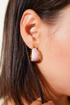 Pazarium - Yaldızlı Küpe Pembe