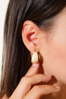 Pazarium - Yaldızlı Küpe Bej