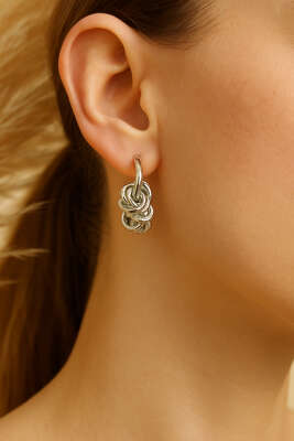 Halka Burgulu Küpe Gümüş - Thumbnail