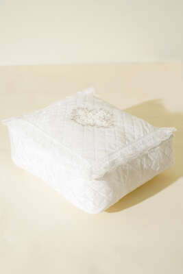 Dantelli Kadife Bohça Hurç Ekru - Thumbnail