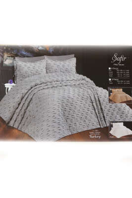 6 Parça Safir Çift Kişilik Pike Takımı Gri - Thumbnail