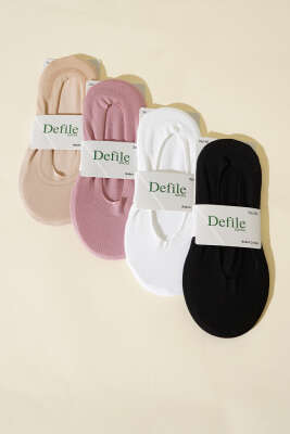 Pazarium - Kadın 4'lü Lazer Kesim Babet Çorap Asorti 1