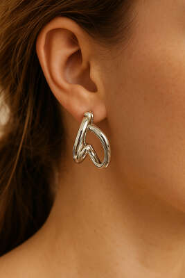 Pazarium - Kıvrımlı Küpe Gümüş