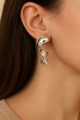 Pazarium - Spiral Küpe Gümüş