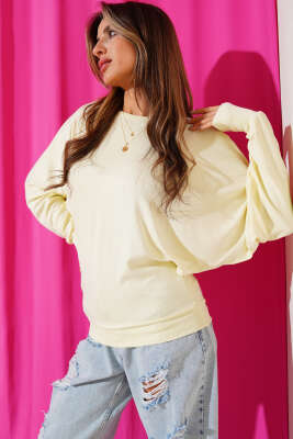 Pazarium - Yarasa Kol Salaş Bluz Sarı