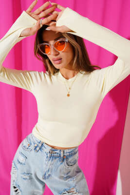 Pazarium - Parmak Geçirmeli Basic Crop Sarı