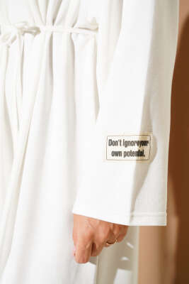 Loyşa Kol Armalı İp Kuşaklı Elbise Beyaz - Thumbnail