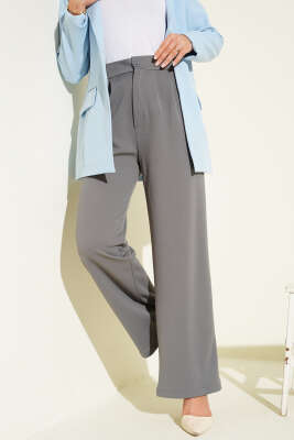 Bel Pileli Cepli Pantolon Füme - Thumbnail