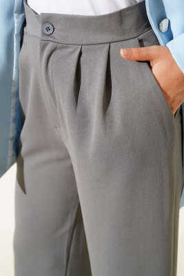 Bel Pileli Cepli Pantolon Füme - Thumbnail