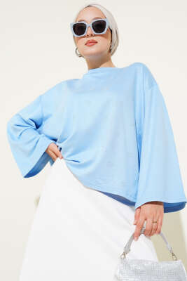 Loyşa Mini Yıldız Taşlı Bluz Mavi - Thumbnail