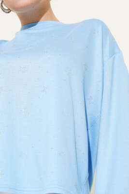 Loyşa Mini Yıldız Taşlı Bluz Mavi - Thumbnail
