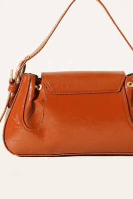 Yan Çıtçıtlı Rugan Çanta Taba - Thumbnail