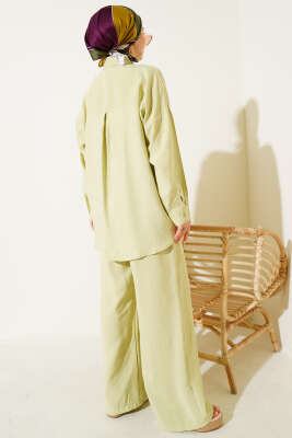 Boncuk İşlemeli Salaş İkili Takım Çağla Yeşili - Thumbnail