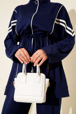 Loyşa Bel Tünelli Şeritli İkili Takım Lacivert - Thumbnail