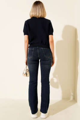 Deniz Yıldız Düğmeli Triko Hırka Lacivert - Thumbnail