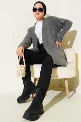 Cepli Araboy Triko Hırka Füme - Thumbnail