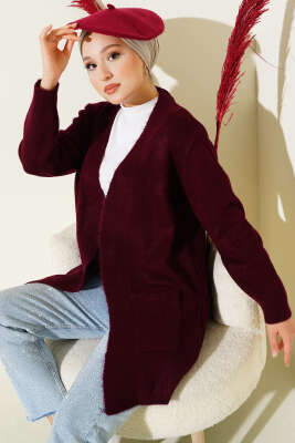 Cepli Araboy Triko Hırka Bordo - Thumbnail