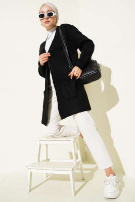 Cepli Araboy Triko Hırka Siyah - Thumbnail