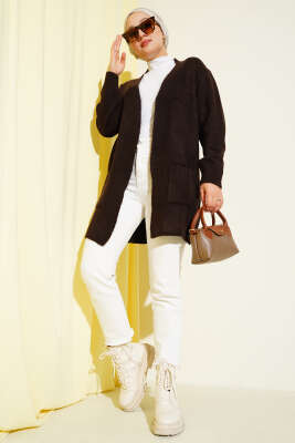 Cepli Araboy Triko Hırka Kahve - Thumbnail