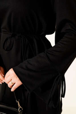 Loyşa Bilek İp Bağlamalı Tunik Siyah - Thumbnail