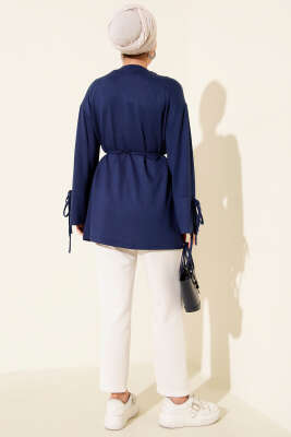 Loyşa Bilek İp Bağlamalı Tunik Lacivert - Thumbnail