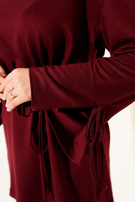 Loyşa Bilek İp Bağlamalı Tunik Bordo - Thumbnail