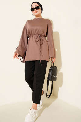 Loyşa Bilek İp Bağlamalı Tunik Vizon - Thumbnail