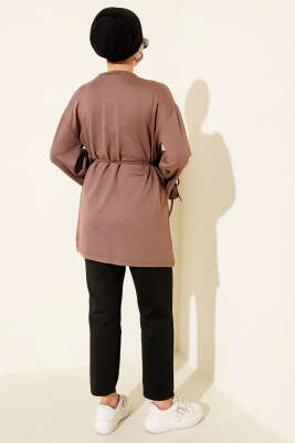 Loyşa Bilek İp Bağlamalı Tunik Vizon - Thumbnail