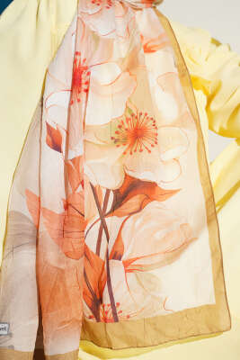 Çiçekli Bambu Kraş Şal Yağ Yeşili - Thumbnail