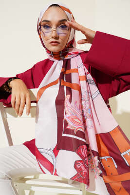 Pazarium - Kemer Desenli Soft Şal Pembe