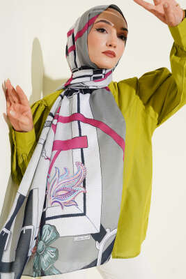 Pazarium - Kemer Desenli Soft Şal Mint