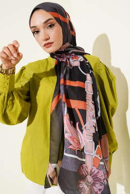 Pazarium - Kemer Desenli Soft Şal Antrasit