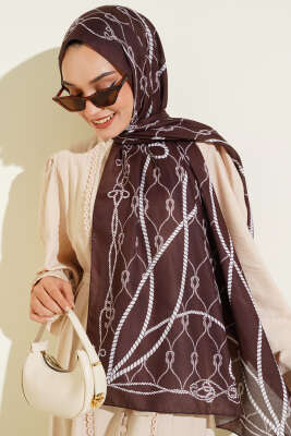 Halat Desenli Soft Şal Acı Kahve - Thumbnail