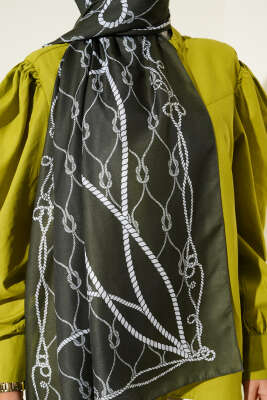 Halat Desenli Soft Şal Zümrüt - Thumbnail