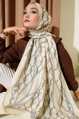 Halat Desenli Soft Şal Sarı - Thumbnail