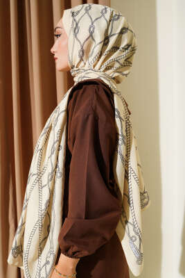 Halat Desenli Soft Şal Sarı - Thumbnail