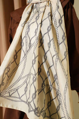 Halat Desenli Soft Şal Sarı - Thumbnail